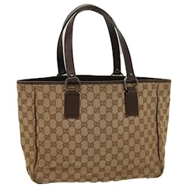 Gucci-GUCCI GG Canvas Tote Bag Beige 113017 Auth am5049-Beige