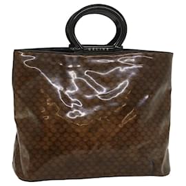 Céline-CELINE Macadam Canvas Hand Bag Enamel Brown Auth 54378-Brown