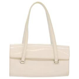 Burberry-BURBERRY Hand Bag Patent leather White Auth 54504-White