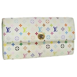Louis Vuitton-LOUIS VUITTON Multicolor Portefeuille Sarah Long Wallet White M93532 auth 55113-White