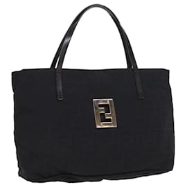 Fendi-FENDI Zucca Canvas Hand Bag Black Auth ep1858-Black