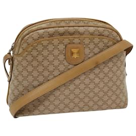 Céline-CELINE Macadam Canvas Shoulder Bag Beige Auth 54135-Beige