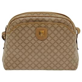 Céline-CELINE Macadam Canvas Shoulder Bag Beige Auth 54135-Beige