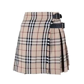 Burberry-Burberry Pleated Mini Skirt-Beige