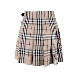 Burberry-Burberry Pleated Mini Skirt-Beige