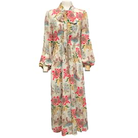 Peter Pilotto-Peter Pilotto Ivory Floral Print Dress with Neck Tie-Multiple colors