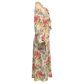 Peter Pilotto-Peter Pilotto Ivory Floral Print Dress with Neck Tie-Multiple colors
