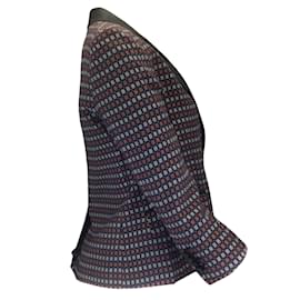Autre Marque-QL2 Quelledue Navy Blue / Orange Multi Patterned Blazer-Blue