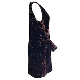 Autre Marque-Talbot Runhof Black / Bronze Sequined Cold Shoulder Notre Dress-Brown