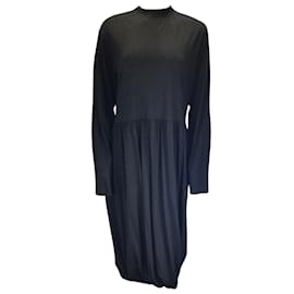 Sofie d'Hoore-Sofie D'Hoore Black Long Sleeved Wool Midi Dress-Black