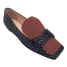 Fendi-Fendi Black / Yellow / Red Houndstooth Jacquard Loafers / Flats-Multiple colors