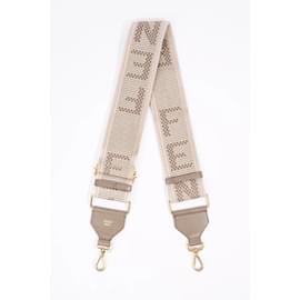 Fendi-Fendi Canvas Strap Grey / pink / White Canvas-Grey