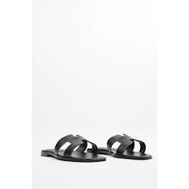 Hermès-Hermes Oran Sandal Black Leather EU 37.5 Uk 4.5-Black