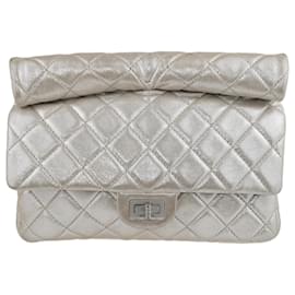 Chanel-Metallic Beige Roll Reissue Clutch-Beige