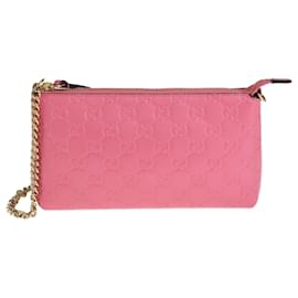 Gucci-Pink Guccissima Chain Pochette Bag-Rose