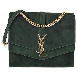 Saint Laurent Dark Green Medium Sulpice Shoulder Bag Green