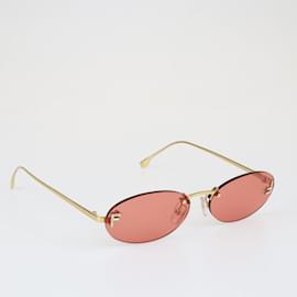Fendi-pink/Gold Fendi First Crystal Oval Sunglasses-Golden