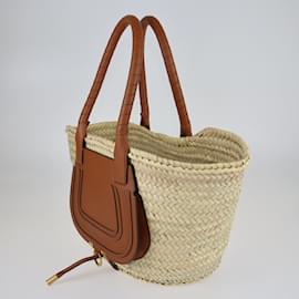 Chloé-Beige/Brown Medium Marcie Basket Bag-Beige