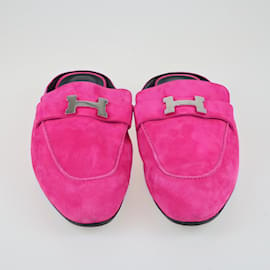 Hermès-Pink Mules Loafers-Pink