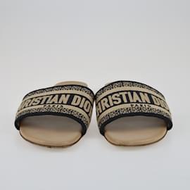 Christian Dior-Beige/Dark Navy Dway Flat-Beige