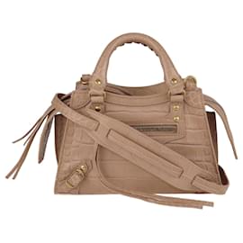 Balenciaga-Beige Croc Embossed Mini Neo Classic City Tote-Beige