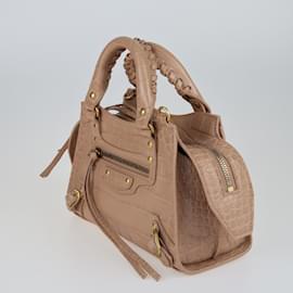 Balenciaga-Beige Croc Embossed Mini Neo Classic City Tote-Beige