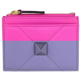 Valentino-Fuchsia Roman Stud Coin Purse and Card Holder-Other