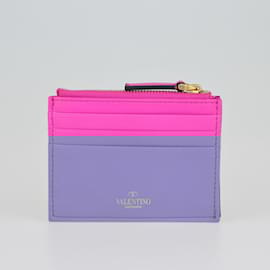 Valentino-Fuchsia Roman Stud Coin Purse and Card Holder-Other