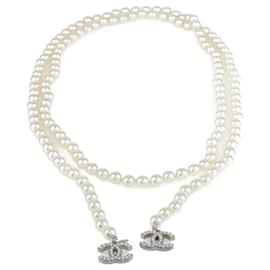 Chanel-Collier enveloppant autour de fil de perles de perles blanches-Blanc