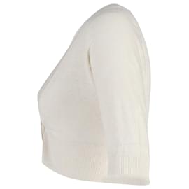 Max Mara-Max Mara Weekend Cropped Buttoned Cardigan in Cream Cotton-White,Cream