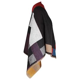 Burberry-Burberry Colour Block Poncho Cape aus mehrfarbiger Wolle-Andere,Python drucken