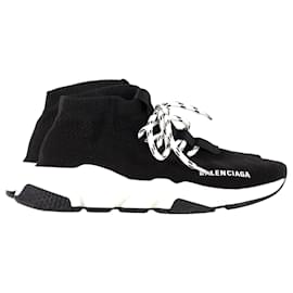Balenciaga-Sneakers stringate Speed di Balenciaga in poliestere lavorato a maglia nero-Nero