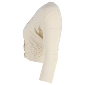 Sportmax-Max Mara Sportmax Buttoned Cropped Cardigan in Cream Cotton-White,Cream
