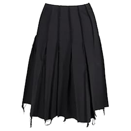JW Anderson-JW Anderson Raw Edge Pleated Skirt in Black Polyamide-Black