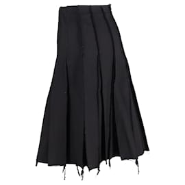 JW Anderson-JW Anderson Raw Edge Pleated Skirt in Black Polyamide-Black