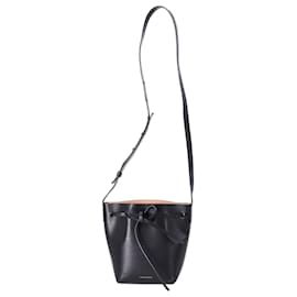 Mansur Gavriel-Mansur Gavriel Mini Drawstring Bucket Bag in Black Leather-Black