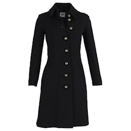 Moschino-Moschino Buttoned Knee-Length Coat in Black Laine-Black