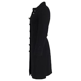 Moschino-Moschino Manteau boutonné longueur genou en laine noire-Noir