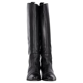 Sergio Rossi-Serio Rossi Knee-Length Boots in Black Leather-Black