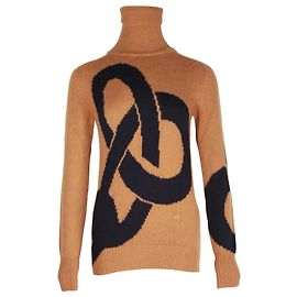 Pull à col roulé Victoria Beckham Chain Intarsia en cachemire camel Jaune Camel