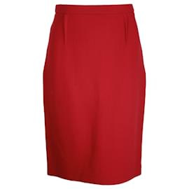 Roland Mouret-Roland Mouret Arreton Pencil Skirt in Red Wool-Red