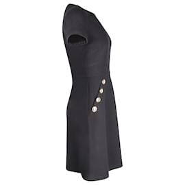 Moschino-Moschino Boutique Minikleid mit Knopfdetail aus schwarzem Polyester-Schwarz