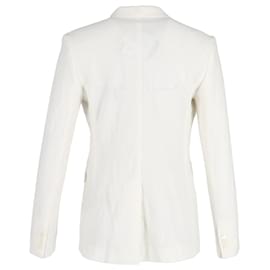 Max Mara-Max Mara Ritmo Double-Breasted Blazer in White Cotton-White
