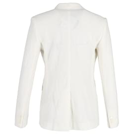 Max Mara-Max Mara Ritmo lined-Breasted Blazer in White Cotton-White