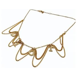 Dior-Dior women's necklace in golden metal and rhinestones-Golden