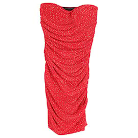 Maje-Maje gerafftes, trägerloses Minikleid mit Polka Dots aus rotem Polyester-Rot