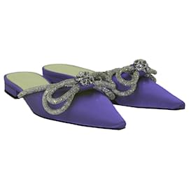 Mach & Mach-Mach & Mach lined Bow Crystal-Embellished Slippers in Pink Satin-Pink
