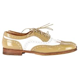 Church's-Church's Lace-Up Brogues in Khaki and White Patent Leather-Green,Khaki