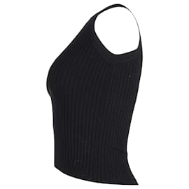 Max Mara-Max Mara Rib Knit Sleeveless Top in Black Silk-Black