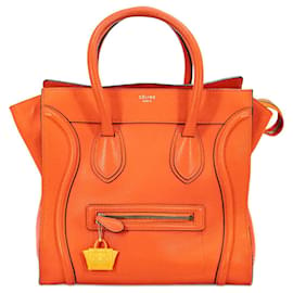 Céline-Micro  Leather Luggage Tote-Orange